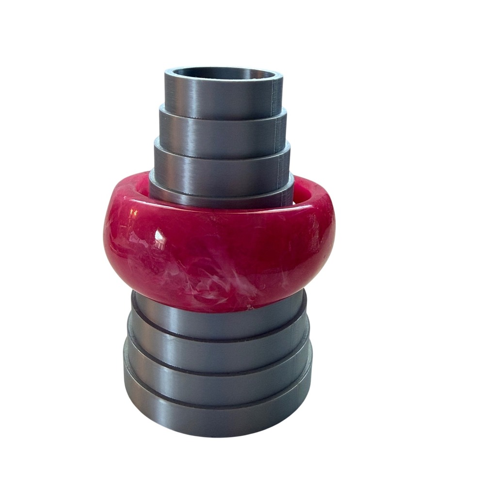 Hot‎ Pink Marbled Resin Chunky Bangle Bracelet Statement Swirl Pink White 7.5in
